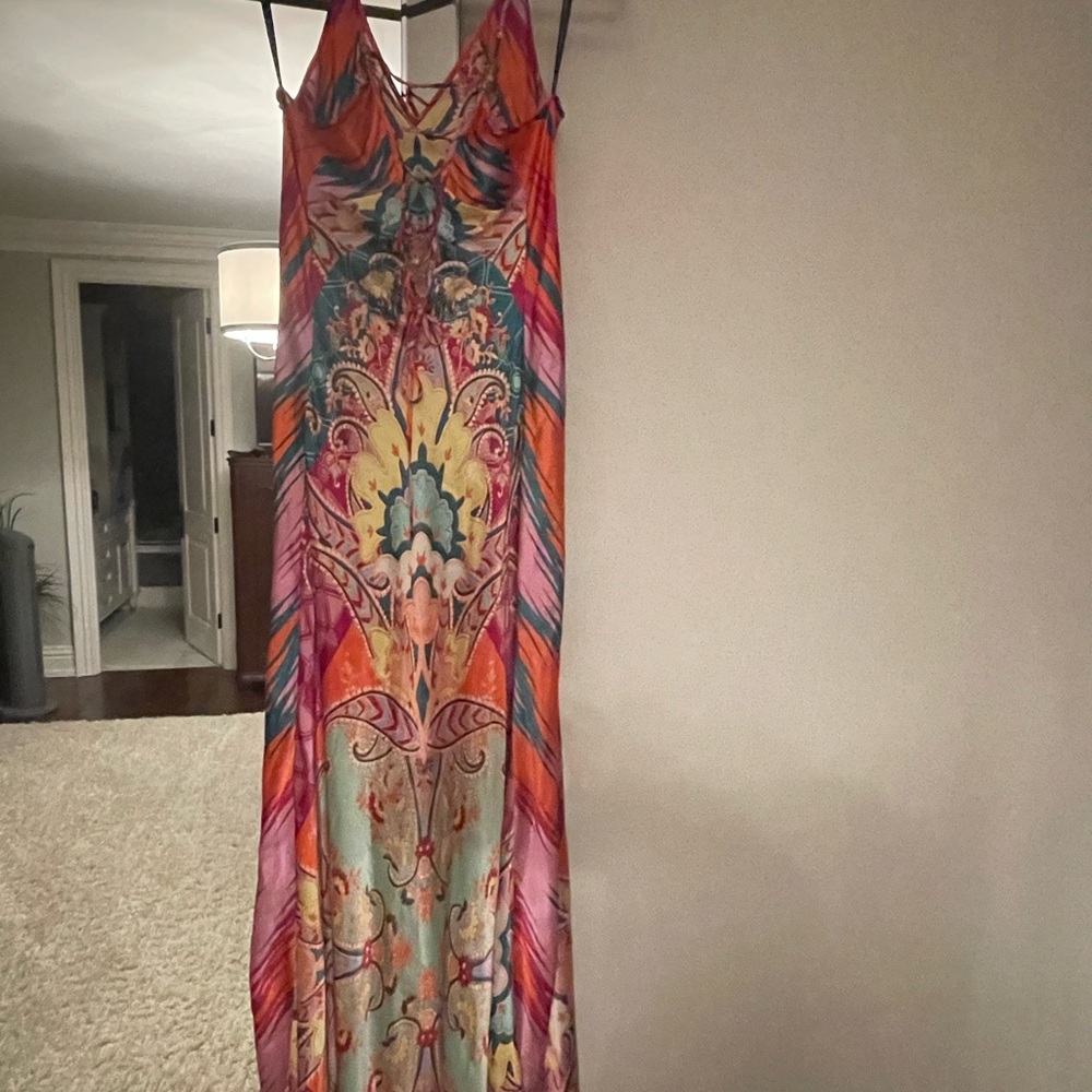 Marciano Multicolor Paisley Maxi Dress - Orange, Pink, Yellow, Blue - Picture 2 of 5